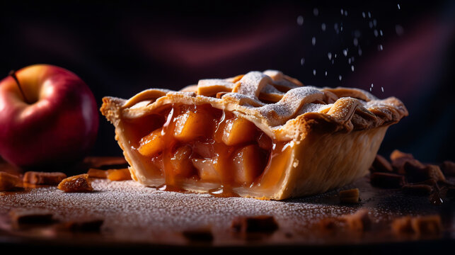 an apple pie with blur background