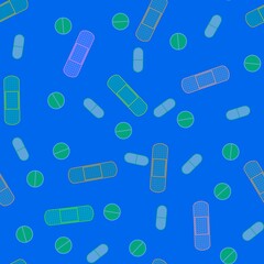 Cartoon medicine seamless pills pattern for wrapping paper and linens and fabrics and packaging and shops