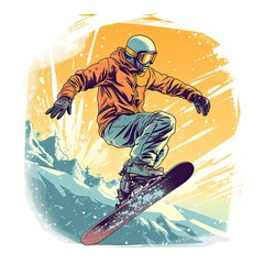 Snowboarding illustration - made with Generative AI tools