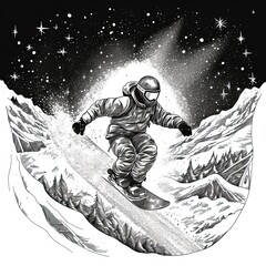 Snowboarding illustration - made with Generative AI tools