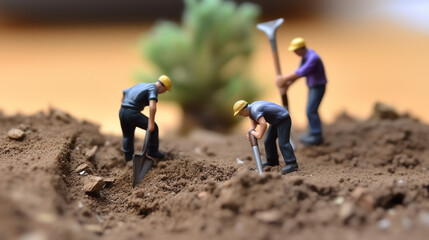 a miniature workers working on contruction