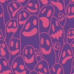 Fototapeta premium Halloween ghost seamless pattern for wrapping paper and linens and fabrics and kids clothes print