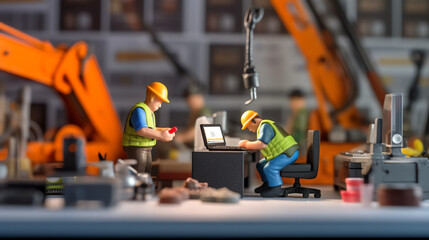 Fototapeta premium a miniature workers working on office