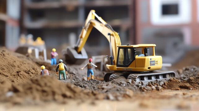 a miniature workers working on contruction