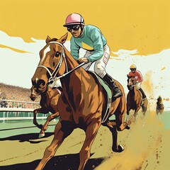 Horse Racing sports illustration - made with Generative AI tools