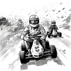 Go Kart Racing illustration - made with Generative AI tools