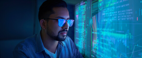 Cyber security network. Data protection concept. Man using VR with digital program on internet technology networking with cloud computing and data encryption, cybersecurity 