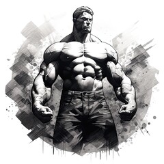 Fototapeta na wymiar Bodybuilding illustration - made with Generative AI tools
