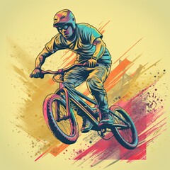 BMX sports illustration - made with Generative AI tools