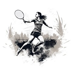 Badminton sports illustration - made with Generative AI tools