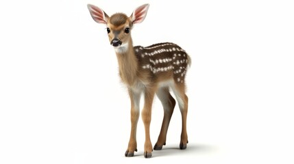 A cute deer standing on a snowy white surface. Generative ai