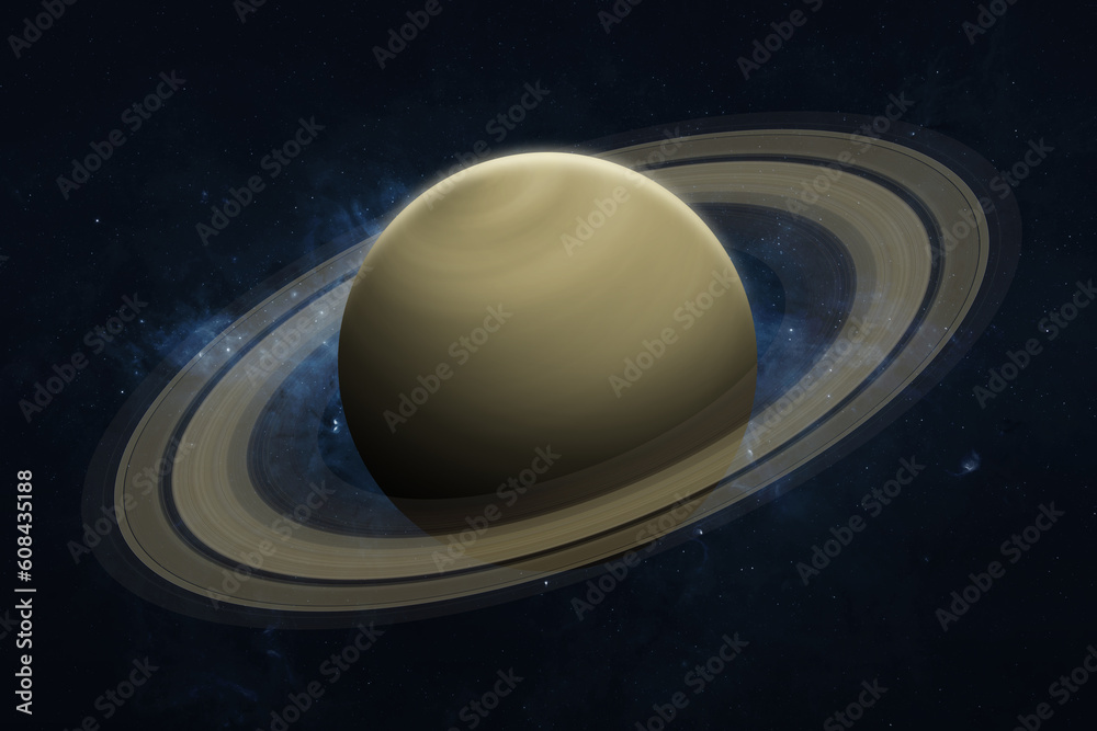 Wall mural saturn, galaxy and nebula. view of saturn - gas-giant planet of the solar system. this image element
