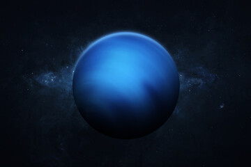 Neptune, galaxy and stars. View of Neptune - planet gas-giant of the solar system. This image elements furnished by NASA. - obrazy, fototapety, plakaty