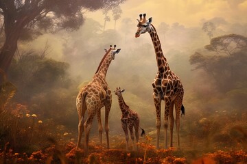 Father Giraffe with baby giraffe