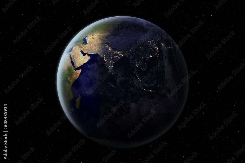 Wall mural earth at the night. nightly earth planet in outer space. elements of this image furnished by nasa.