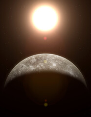 Mercury. View of planet Mercury from space. Sun, space, nebula and planet Mercury. This image elements furnished by NASA. © revers_jr