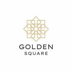 Golden square geometrical pattern logo design Shapes patterns symmetry abstraction structure vector template editable royalty free image download	 