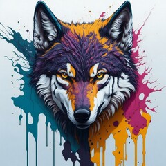 Wolf head illustration ai generated