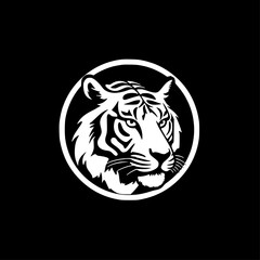 Tiger - Black and White Isolated Icon - Vector illustration