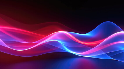 Obraz premium Futuristic abstract gaming wallpaper, red and blue neon lines, glowing, motion, 4k, background, generative ai
