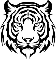 Obraz premium Tiger - Black and White Isolated Icon - Vector illustration