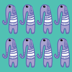 vector illustration of cute elephants seamless pattern 