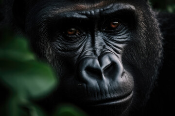 Obraz premium Gorilla face, generative ai