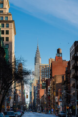 Chrysler Building as seen from the street of New York