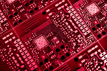 red printed circuit board with gold plating