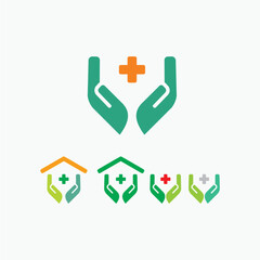 Medical care logo hands plus health hospital clinic doctor logo design vector template editable royalty free image download	