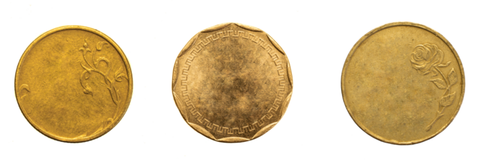 old empty gold coin on a przezroczystym isolated background. png