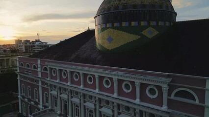 The Amazon Theatre Top Cusp View Opera House in Manaus, Heart of the Amazon rainforest in Brazil
