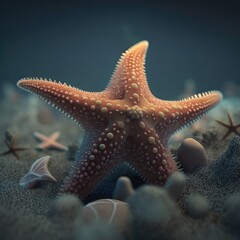 starfish on the beach starfish under the sea with sand and rocks