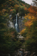 Waterfall in autumn foliage generative AI