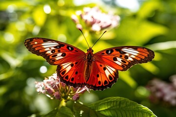 Obraz premium A closeup shot of a lovely butterflies with big wings sitting on a flowe