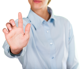 Female Finger Pressing an Imaginary Button