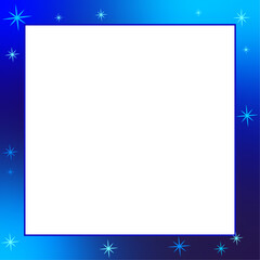 blue Christmas background and frame border with snowflakes