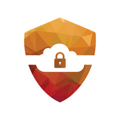 Cloud Security Template and Cloud Icon Vector Illustration