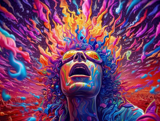 Expanded Consciousness. Abstract Psychedelic Art. Generated by Midjourney AI (Vers 5.1)