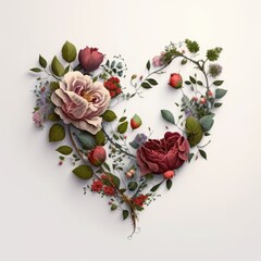 heart of roses floral illustration bouquet nature