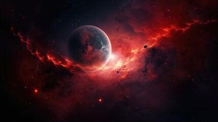 Obraz na płótnie Canvas sun and planet red galaxy wallpaper