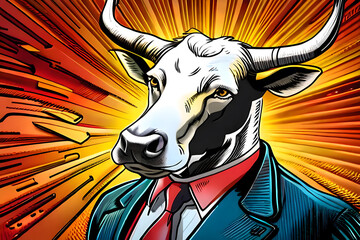 Bull businessman - Stock market uptrend concept