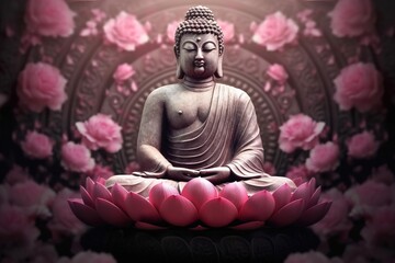 Buddha sitting on a lotus flower