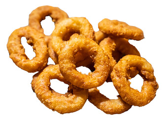 Fried golden calamari rings