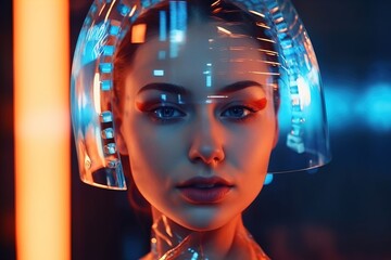 Colorful abstract, beautiful fashion woman, makeup