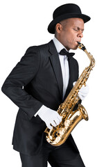 Saxophonist. Man playing on the saxophone