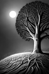 Old tree in the moonlight
