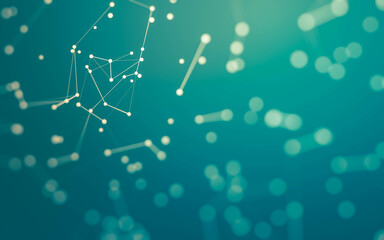 Abstract background. Molecules technology with polygonal shapes, connecting dots and lines. Connection structure. Big data visualization.