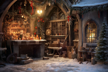 Fototapeta premium Christmas scene with soft lighting generative ai