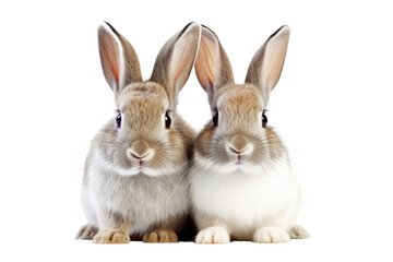 Fototapeta na wymiar two bunnies sitting in front of a transparent background Generative AI